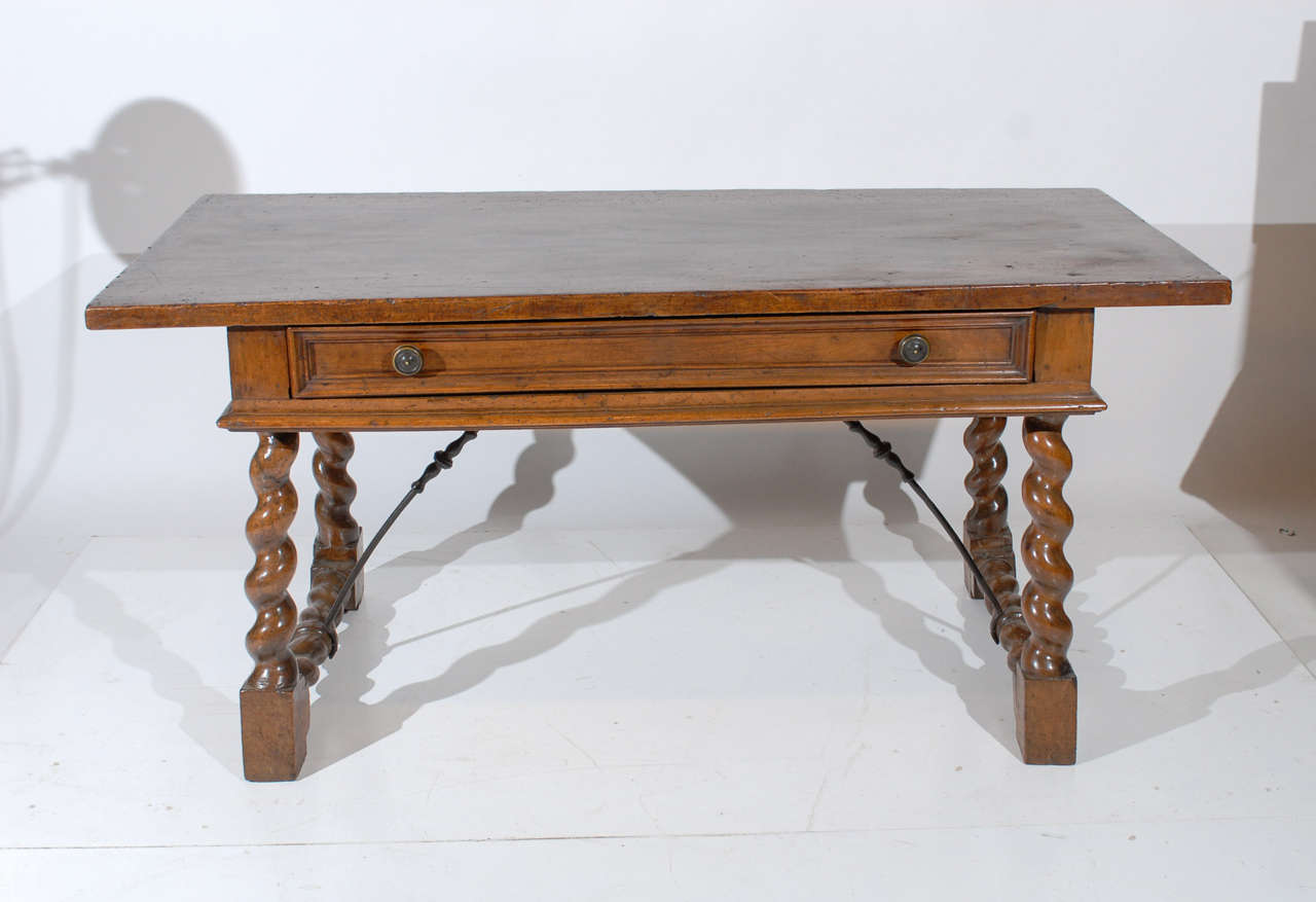 Large 17th Century Walnut Desk with Barley Twist Legs