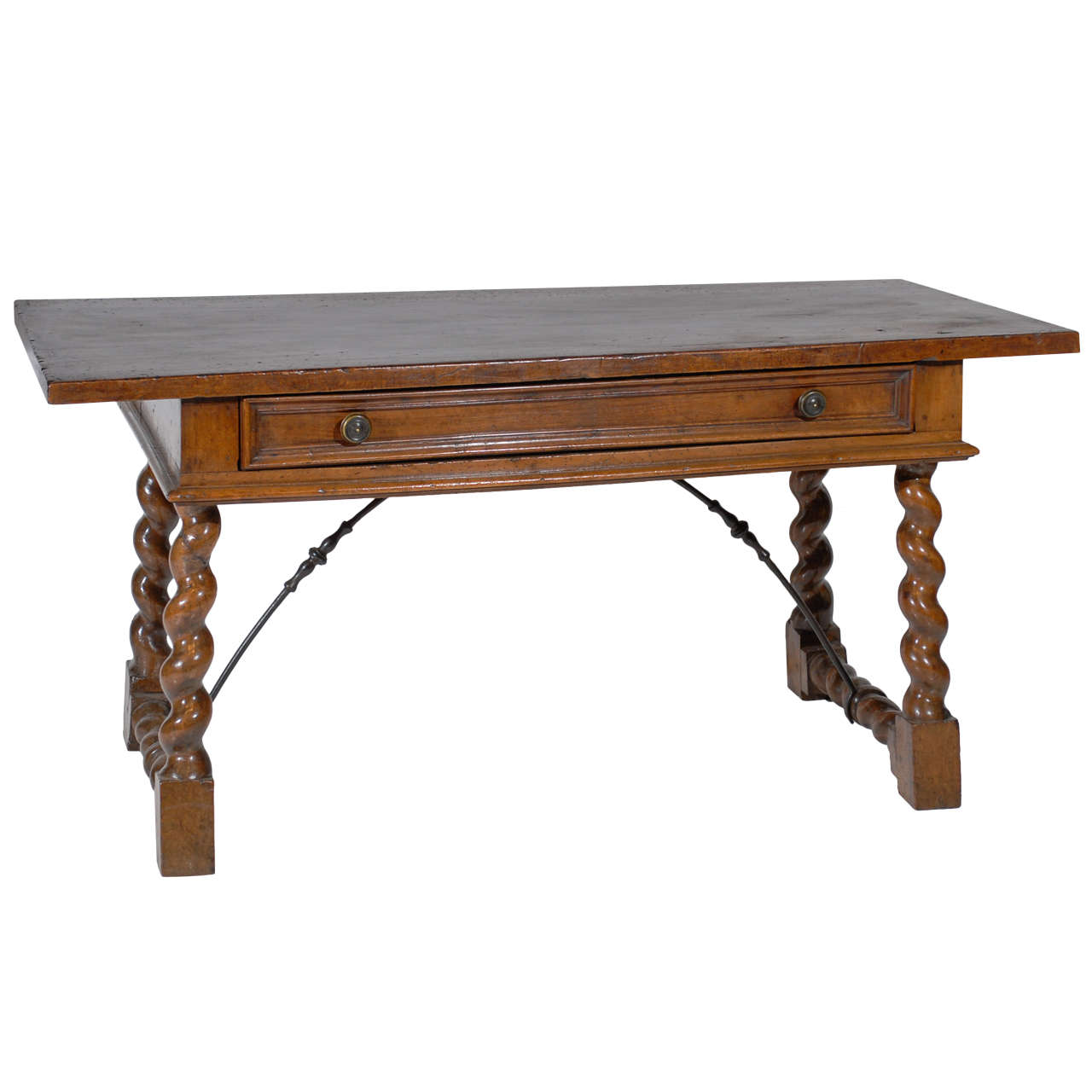 Large 17th Century Walnut Desk with Barley Twist Legs