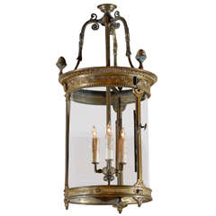 Large French Neoclassical Style Bronze Lantern