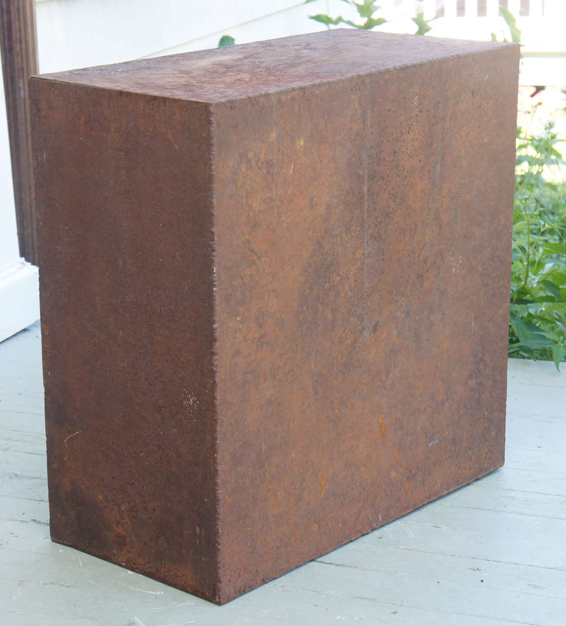 Late 20th Century Bold Iron Plinths Table or Pedestal