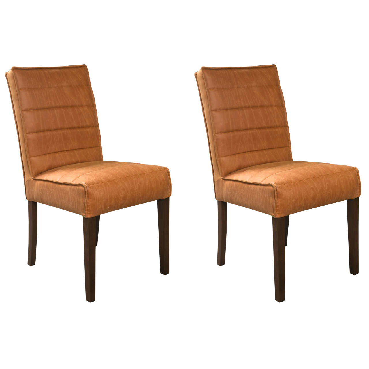 Pair of Hollywood Regency Style Leather And Mahogany Side Chairs