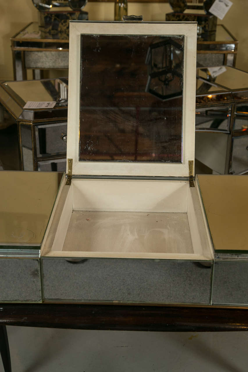 Mid-20th Century Art Deco Mirror and Ebonized Flip Top Desk