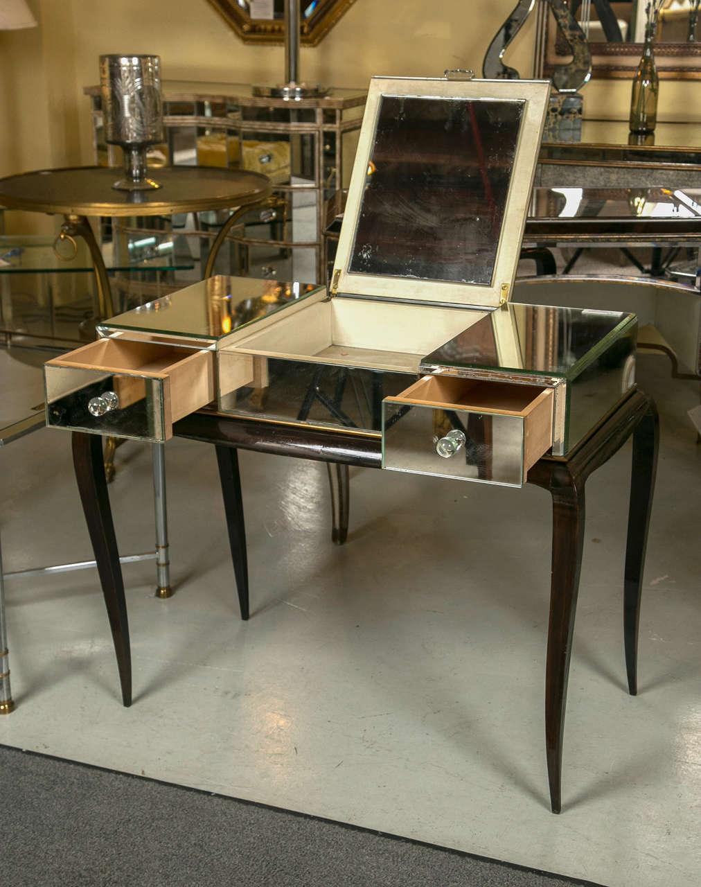 Art Deco Mirror and Ebonized Flip Top Desk 2
