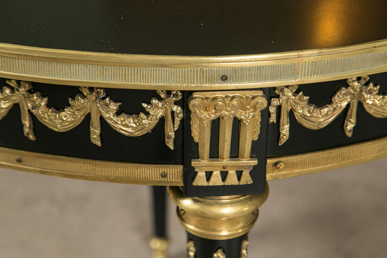 French Ebonized and Bronze Mounted Centre Table in Louis XVI Style by Jansen