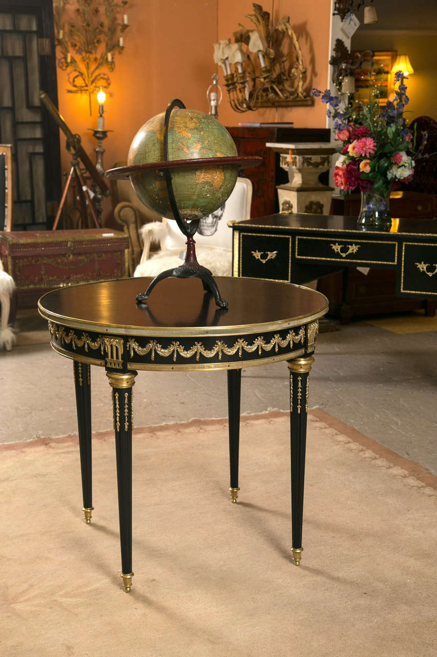 Ebonized and Bronze Mounted Centre Table in Louis XVI Style by Jansen 3