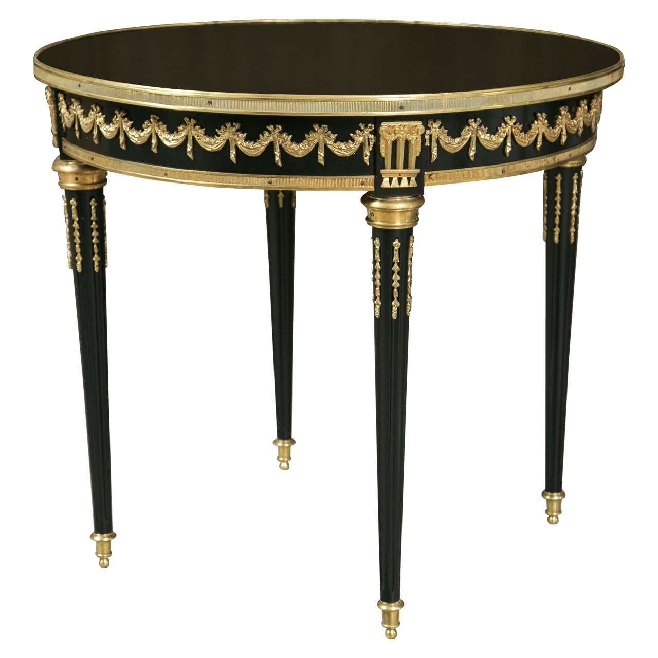 Ebonized and Bronze Mounted Centre Table in Louis XVI Style by Jansen
