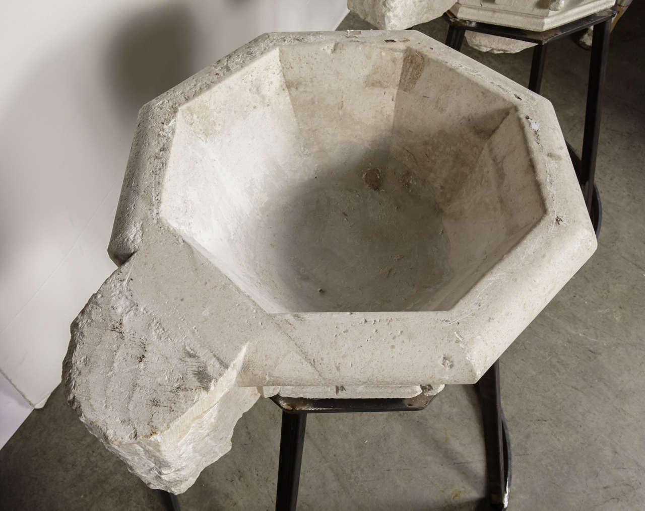 Pair of Antique Carved Stone Sinks (Stoups or Benitiers) from France, Circa 1830 In Good Condition For Sale In Dallas, TX