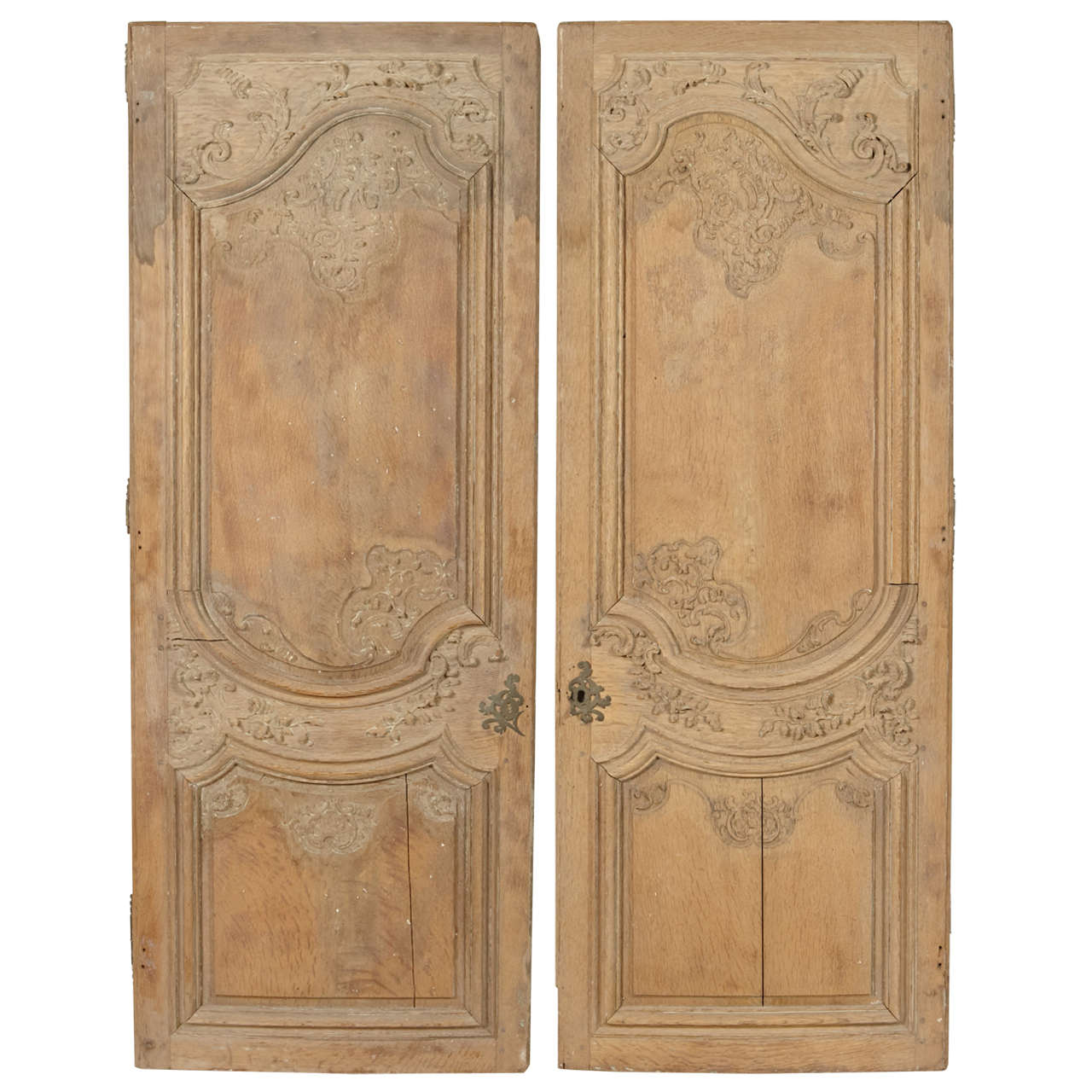 Pair of French Regence Period Stripped Armoire Doors