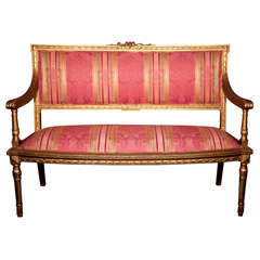 French Louis XVI Style Giltwood Settee