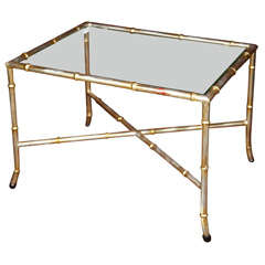 Silver-leaf Faux Bamboo Side Table