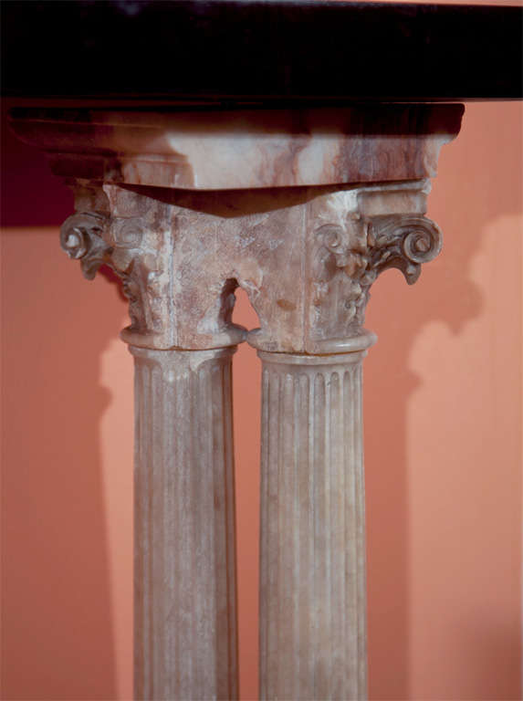 American Neoclassical Alabaster Column Console
