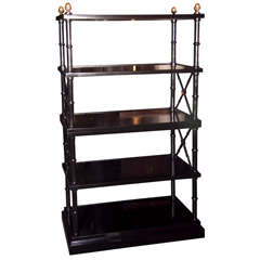 Ebonized Faux Bamboo Etagere