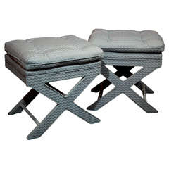 Pair of Mid-Century Modern X Benches 1
