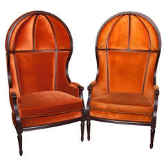 Vintage Pair of Hollywood Regency Style Porter's Chairs