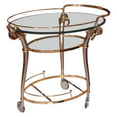 Brass and Nickel Tea Cart attrib Maison Jansen