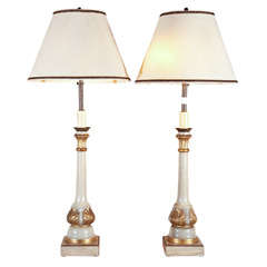 Pair of Painted Baluster Lamps by Jansen