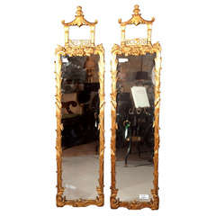 Pair of Antique Pagoda Top Mirrors