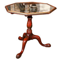 Mirrored Top Octagonal Til Top  Chinoisserie Table