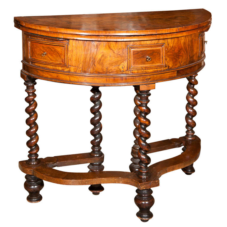 Unique Swing Leg Barley Twist Flip Top Game Table