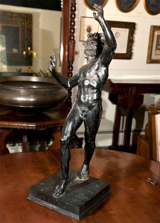 Large Antique Bronze  Figure Of The Dancing Faun