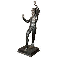 Large Antique Bronze  Figure Of The Dancing Faun