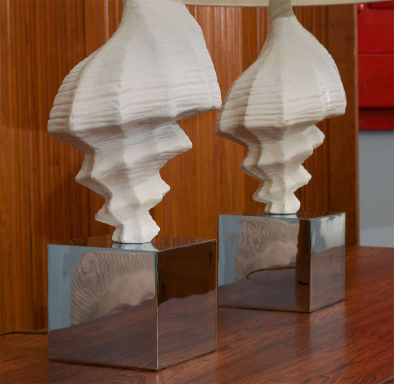 American Pair of Shell Form Lamps