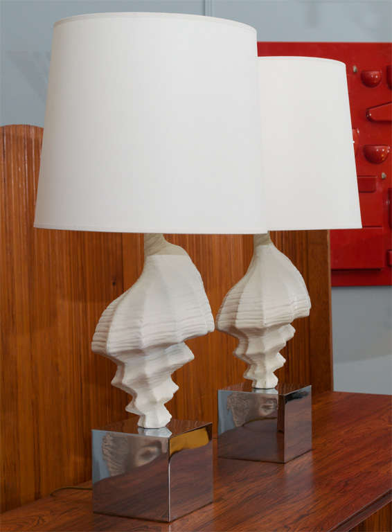 Late 20th Century Pair of Shell Form Lamps