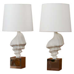 Retro Pair of Shell Form Lamps