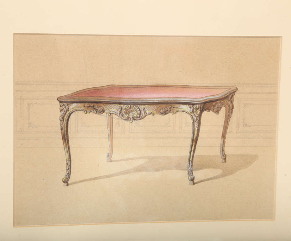 Framed Handpainted Gauche Louis XV Desk in Coquillage