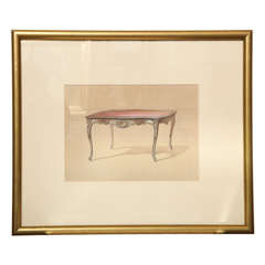 Antique Framed Handpainted Gauche Louis XV Desk in Coquillage