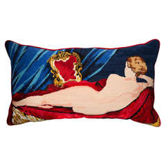 1950s French Needlepoint Pillow