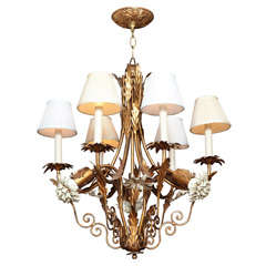 Italian Gilt Metal and Enamel Chandelier