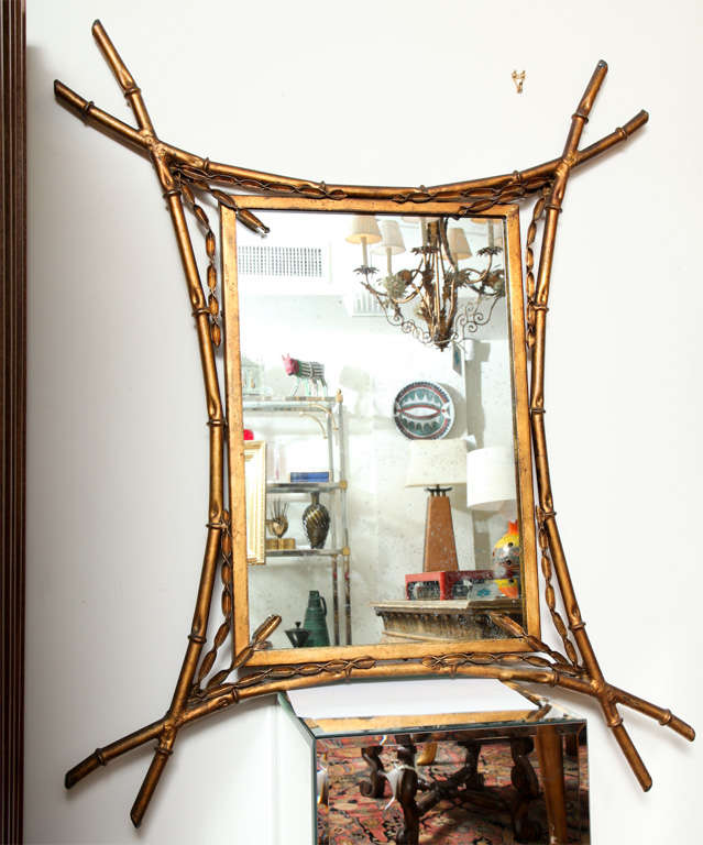 1950s Italian Gilt Metal Mirror