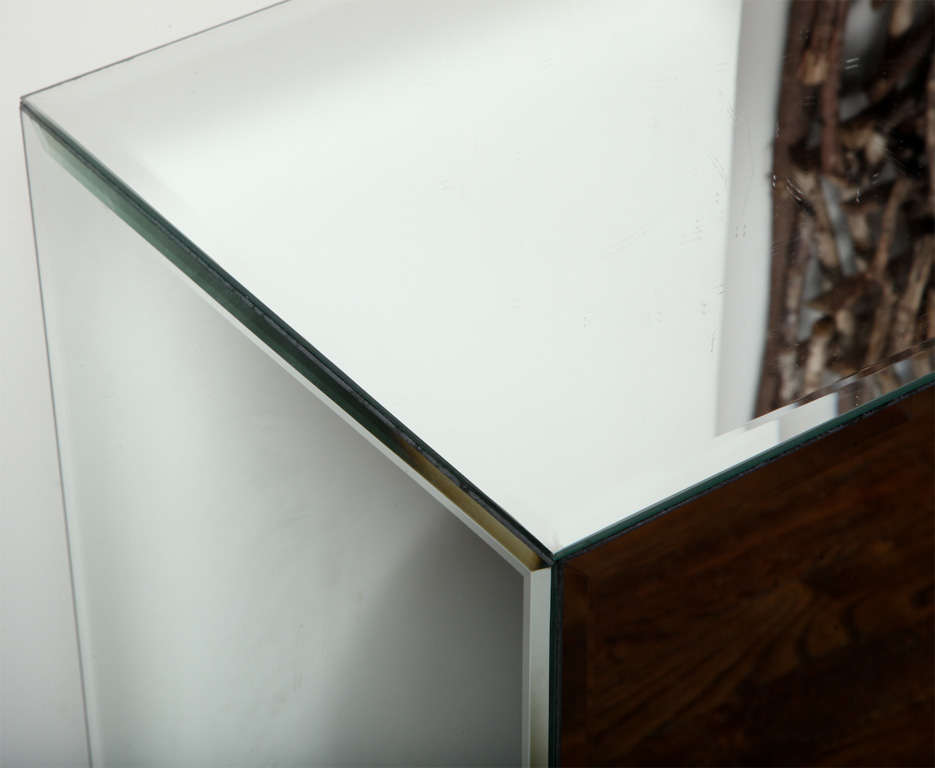 American 5 Sided Mirrored Pedestal with Beveled Edges For Sale