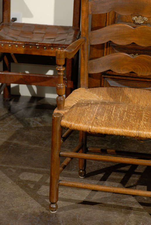Wood French Rush Seat Bench