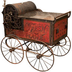 Antique Victorian Hand Painted Peanut Roasting Vending Wagon