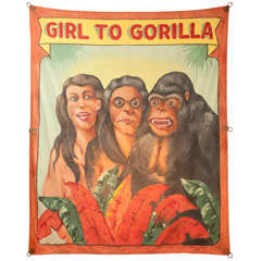 Girl To Gorilla Circus Banner signed Fred G Johnson