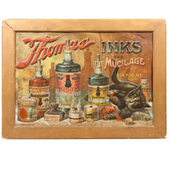 Antique Embossed Tin Thomas Inks Advertising Sign