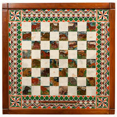 Victorian Folk Art Reverse Painted Glass Game Board