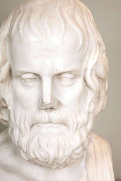 Early 19th Century Continental Carved Marble Bust of Euripides 2