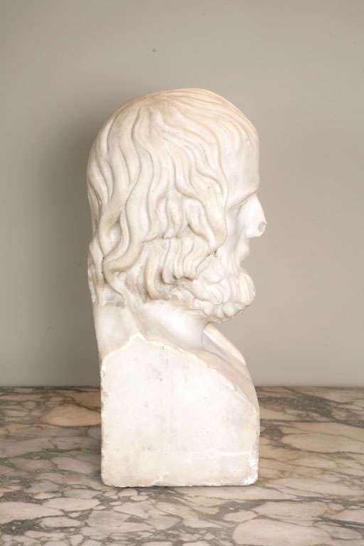Early 19th Century Continental Carved Marble Bust of Euripides 1