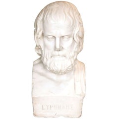 Early 19th Century Continental Carved Marble Bust of Euripides
