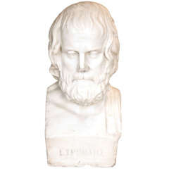 Early 19th Century Continental Carved Marble Bust of Euripides 1