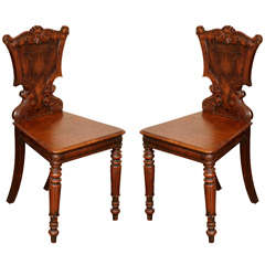 Antique A Pair of Early Victorian Hall Chairs