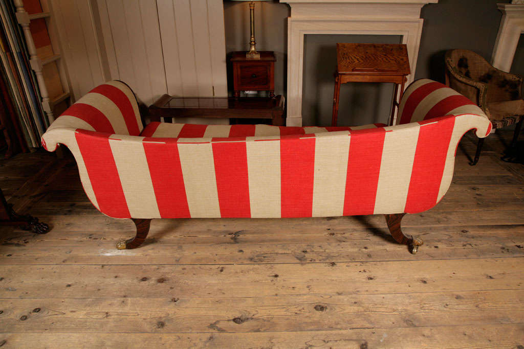Sofa with Red and Beige Striped Fabric 3