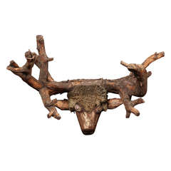 Buckshot the One-Eyed Deer - Folky Carved Deer Mount