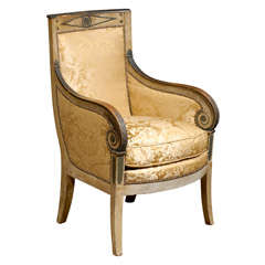 19th Century French Empire Painted Bergere