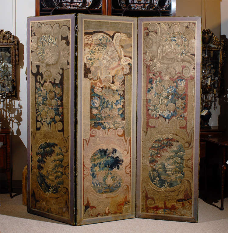 Large 3 Panel Tapestry Folding Screen, France