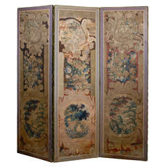 Antique Large 3 Panel Tapestry Folding Screen, France