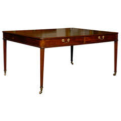 Antique Fine George III Mahogany Partner's Desk with Reeded Legs